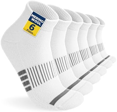 Niofind Merino Quarter Wandersocken Damen & Herren, 6 Paar, gepolstert | Wolle mit atmungsaktivem Mesh, Frotteesohle, nahtloser Spitze, Fußgewölbestütze sowie verstärkter Ferse und