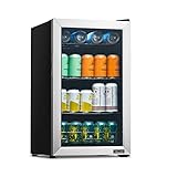 NewAir AB-1000 100 Can Freestanding Beverage Fridge in Stainless Steel, Silver