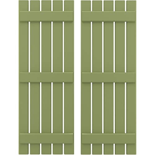 Ekena Millwork ARW401SB519X46MGH Americraft Five 3 Exterior Real Wood Spaced Board-n-Batten Shutters (Per Pair), 19 1/2"W x 46"H, Moss Green