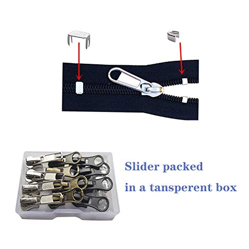 Meikeer 12 Pieces #5 Zipper Slider Repair Kits Black Bronze and Silver Zipper Sliders Zipper Pull Replacement for Metal Plastic and Nylon Coil Jacket Zippers - Thumbnail 6