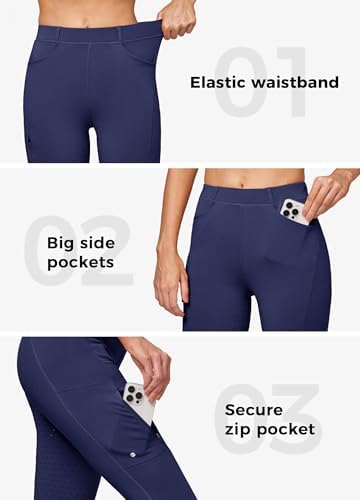WILLIT Women's Fleece Riding Breeches Winter Horse Riding Pants Tights Equestrian Thermal Schooling Tights Navy Blue S — view 4