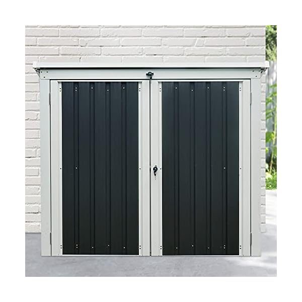 Zelsius Gartenschrank 158 x 101 x 134 cm | Anthrazit Geräteschrank mit Lüftungsgittern | Gartenhaus | Geräteschuppen für… – Bild 4