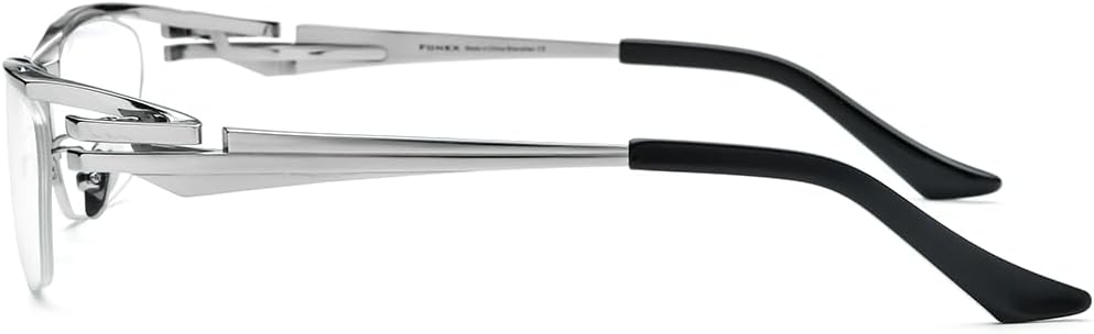 FONEX Pure Titanium Glasses Frame Men Semi Rimless Square Eyeglasses Eyewear DTX416