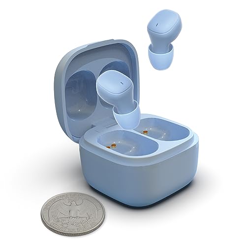 Coby Mini True Wireless Earbuds | Compact Lightweight in-Ear Headphones w/Case | World’s Smallest Wireless Ear Buds w/Built-in Mic | Wireless Headphones, Bluetooth Headphones w/ 12-HR Play (Blue)