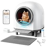 Automatic Self Cleaning Litter Box for Multiple Cats 88L Large Capacity, Smart Automatic Cat Litter Box with App Control, Health Monitoring, Integrated Safety Sensors, Odor Removal, Mat (White)