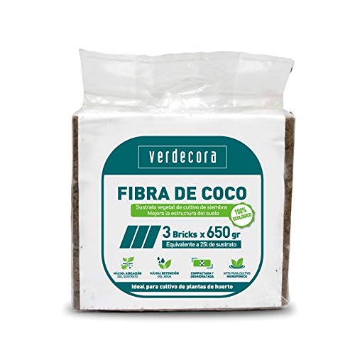 verdecora | Fibra de Coco | 3 Bricks x 650gramos