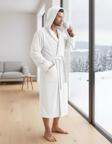 Image of NY Threads Mens Hooded Robe - Plush Long Bathrobes for Men