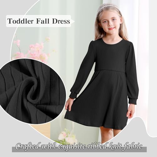 Toddler Girl Long Sleeve Dress Baby Ribbed Knit Sweater Dresses A Line Fall Winter Kids Clothes Casual4