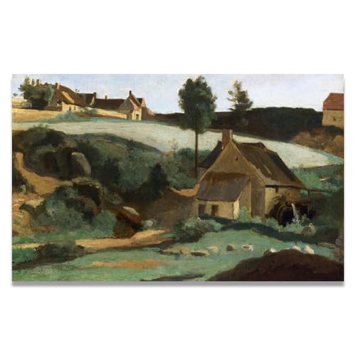 Tableau Barbizon en toile Le Petit Moulin art classique français vintage 80x128cm