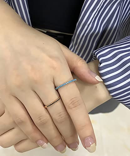 Dtja Turquoise Stackable Ring for Women Girls Boho Blue Stone Stacking Statement Knuckle Band Rings Comfort Fit Simple Retro Wedding Promise Christmas Birthday Jewelry Gift3