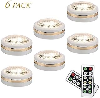 LEASTYLE Wireless LED Puck Lights with Remote Control 6 Pack, LED Under Cabinet