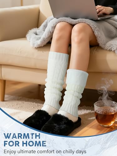 KUTTOR 4 Pairs Winter Fleece Lined Leg Warmer for Women Skating boot Leg Warmer Thermal Warm Knitted - Thumbnail 4