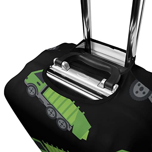 Green Garbage Truck Travel Luggage Cover Anti-Scratch Suitcase Protector Washable Baggage M3