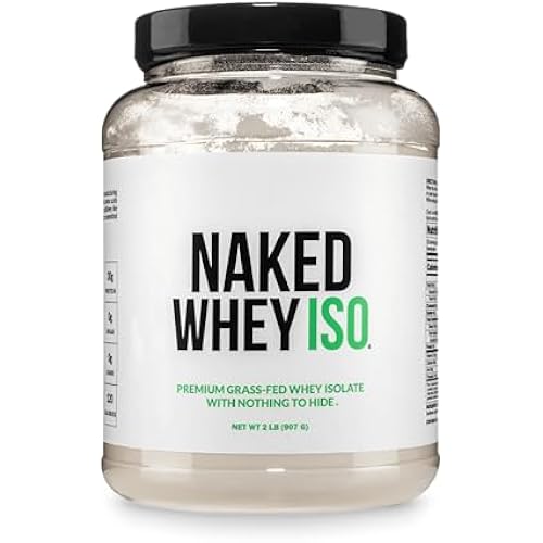 NAKED Whey Isolate Protein - Only 2 Ingredients, 30g Grass-Fed Protein, Zero Carb, Unflavored, Undenatured, Non-GMO, No Soy, Gluten-Free, No Preservatives - 28 Servings