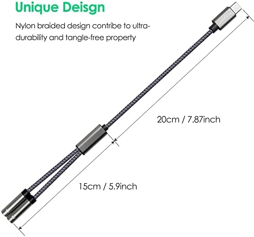 USB-C to 3.5mm Headphone Jack Adapter Y Splitter, Typc C to Dual 3.5mm Aux Headphone Adaptor Compatible with Pad Pro 2020, Galaxy S20+ 20 Note 20, Pixel 4 XL, OnePlus 8T, Huawei P40/P30 Pro (35cm)
