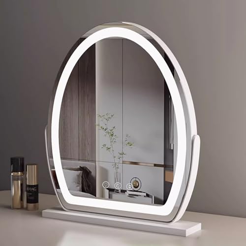Espejo de maquillaje ovalado con pantalla táctil e iluminación LED ajustable 2