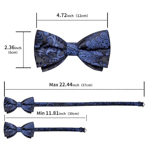Corbatín paisley preanudado para hombre boda seda miniatura 7