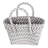 Yardenfun Cesta de Almacenamiento Tejida: Bolsa organizadora de plástico Tejida a Mano - Bolsa portátil Estilo Granja para organizar la Compra, la despensa y los Productos del Mercado, así como los