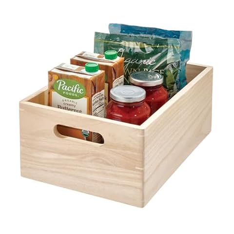iDesign Bardzo duży wielofunkcyjny kosz do przechowywania Paulownia Wood z uchwytami, naturalny