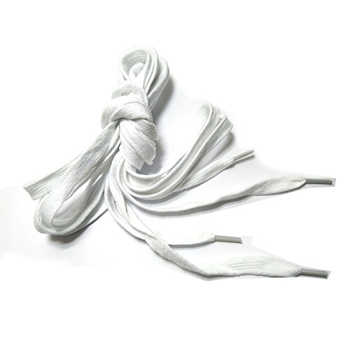 Lihuamao Pure Cotton White Shoelaces 39'' 43'' 47" 51'' 55'' 86'' Inch Length Brown Black 8Mm Width For Sport Canvas Shoes (47Inch/120Cm, White) #TOP2