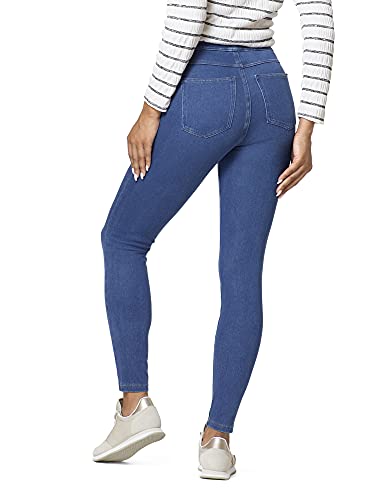 HUE Women's Essential Denim Leggings with Pockets Curvy Fit Pull On Pants, Available in Plus Size2