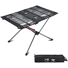 Tentock Ultralight Camping Table 23oz Portable Foldable Table with Cup Holders for Backpacking, Beach, Fishing, Picnic, Small Roll Up Design, Holds 66lbs Folding Table