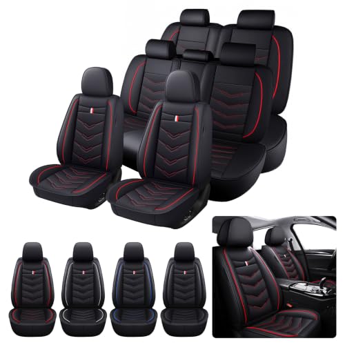 7 Seats Car Seat Covers Fit for Dodge Durango 2000-2026,Black Red