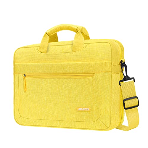 MOSISO Laptop Shoulder Messenger Bag Compatible with MacBook Air/Pro,13-13.3 inch Notebook,Compatible with MacBook Pro 14 2023-2021 A2779 M2 A2442 M1 with Adjustable Depth at Bottom, Yellow