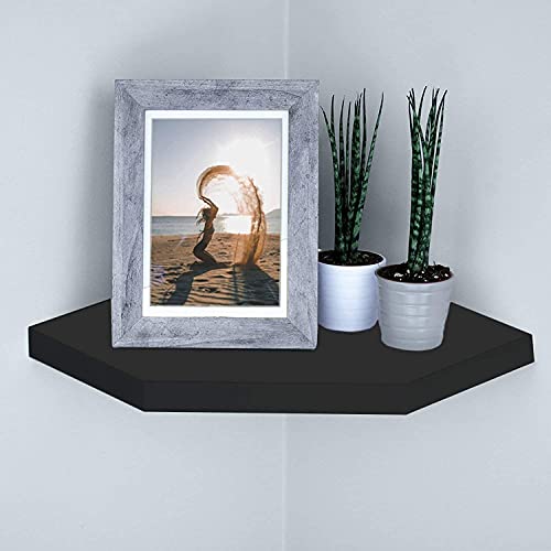 Rank Floating Corner Shelves Wall Mounted Display Organizer Storage Shelf Set Of 2 For Bathroom, Bedroom, Living Room, Kitchen, Office And More (Black) #TOP1