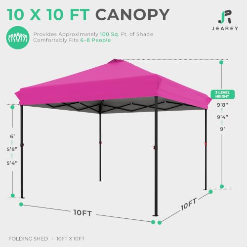 Image of JEAREY 10x10 Pop Up Canopy Tent, Easy Up Outdoor Market Canopy, Rose Pink