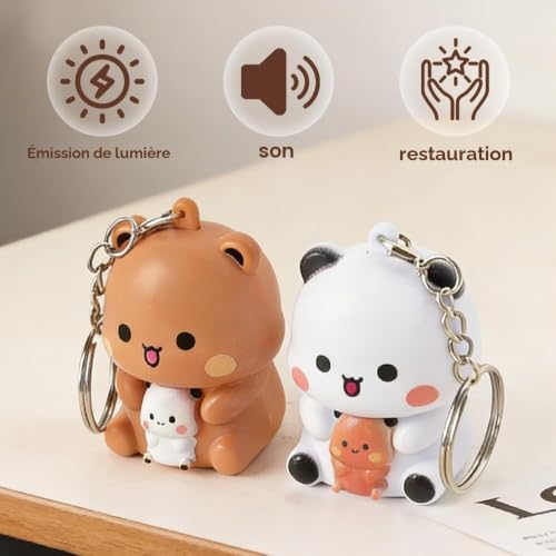 Dhqkqg 2 porte-clés Anime Bubu and Dudu, Couple de Pandas de Dessin Animé, Joli Porte-Clés de Dessin Animé pour Sacs à Main, Sacs à Dos et Porte, Cadeau Parfait pour Votre Partenaire et Vos Amis – vue 3