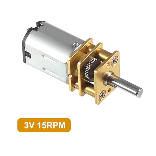 Alinan 2pcs 3V 15RPM N20 High Torque Speed Reduction Geared Motor with Metal Gearbox Motor for Smart Car DIY RC Toys