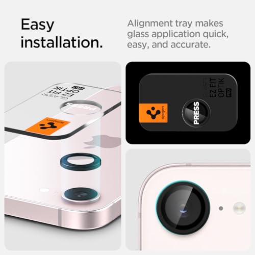 Spigen Camera Lens Screen Protector [GlasTR Optik Pro] designed for iPhone 17e / 16e - Black [2 Pack] by Spigen - Image 4