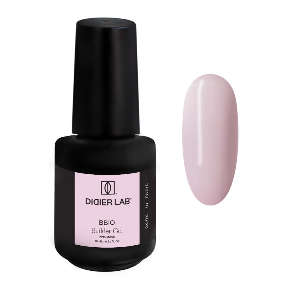 DIDIER LAB BBIO Builder Gel in a Bottle - Pink Mask - Clean Formula Free from HEMA and TPO - Self Leveling Builder Gel for Nails - Nail Builder LED UV Gel for Strengthening Nails - 0.51 fl oz