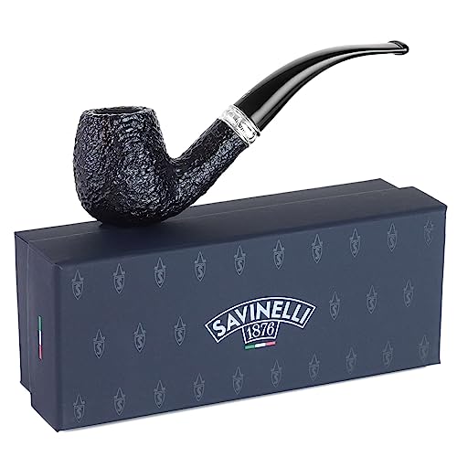Trevi Savinelli Tobacco Pipe - Mediterranean Briar Wood Straight Stem Pipe, Handmade Tobacco Pipe, Lightweight & Small Tobacco Pipe, Italian Bent Wood Pipe, Wooden Tobacco Pipe, Rusticated, 602