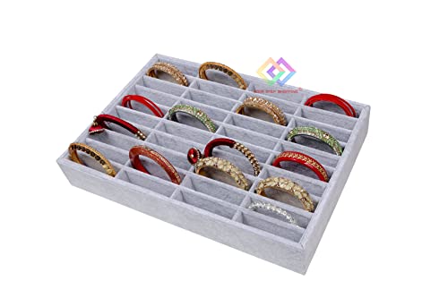 Image of 40 Bangle Velvet Jewellry Drawer Organizer Tray Stackable (Grey)