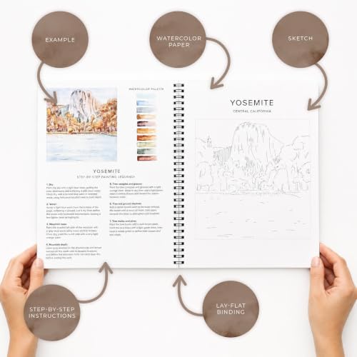 Image of Beautiful Watercolor Book for Beginners - Guided Watercolor Painting Workbook w 10 National Park Designs on Premium Paper - Relaxing Watercolor Activity Book for Adults & Perfect Art Gift for Women
