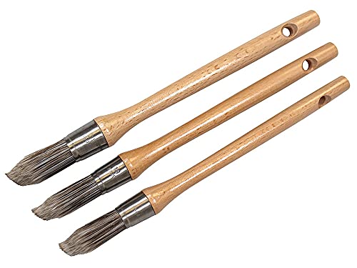 Faithfull FAIPBPOINT3 Pointed Tip Sash Paint Brush Set of Three: 15, 18, 21mm Synthetic Bristle, Wooden Handles