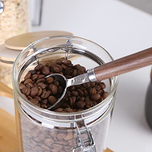 Kkc Wooden Long Handle Coffee Scoops,Tablespoon Scoops,Long Handle Coffee Bean Scoops 1 Tbsp For Ground Coffee, Loose Leaf Tea,Wooden Handle Measuring Spoons, 9.17", 2 Pcs #TOP4