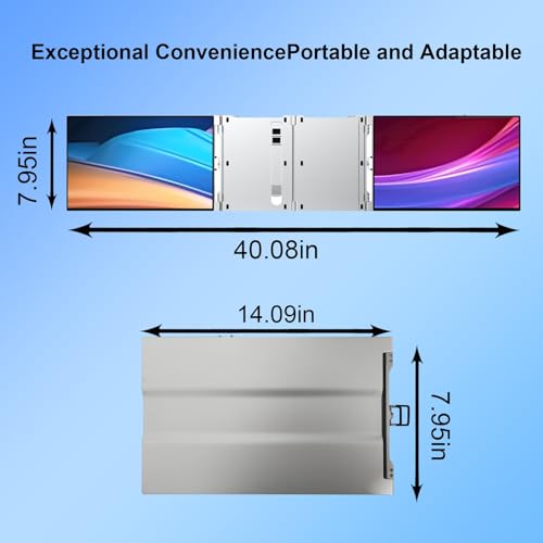 Image of 15 inch Dual Laptop Screen Extender for 13.3-16 Inch Laptop | 1080P Foldable Portable Monitor Create Triple Display, Plug & Play (USB-C /Mini H /D) for Work, Travel, Home, Aluminum Alloy