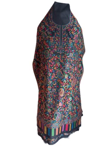 Image of Womens designer woolen suit for women with salwar and kashmiri shawl winter wear kani unstitched fabric set, stylish kurta pant set woollen dress material for women by pure pashmina wooltex