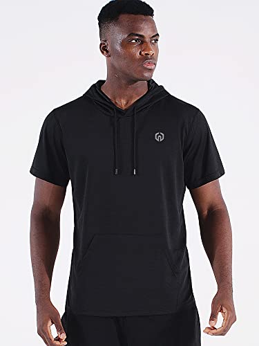 Neleus Men's 3 Pack Workout Shirts Mesh Running Shirts With Hoodie,5100,Black/Blue/Olive Green,S #TOP1