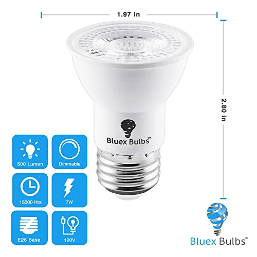 6 Pack Par16 Led Bulb Long Neck 7W 75 Watt Equivalent 500 Lumens E26 3000K Warm White Dimmable Bright Led Track Lighting Bulbs Mini Light Bulbs, Short Light Bulbs, Flood Light Par16 Led Spotlight Bulb #TOP1