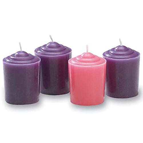 F.A. Dumont Four Piece Purple Pink Christmas Season 15 Hour Advent Candles