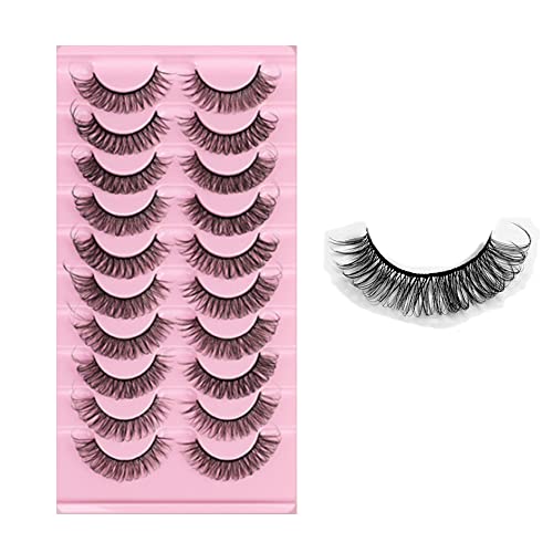 Faux Cils,3D Faux Cils Naturel à la Main,Volume Russe Duveteux,Minces Cils Professionnel Cils Noir Réutilisables (DH06-05, 10) Cover
