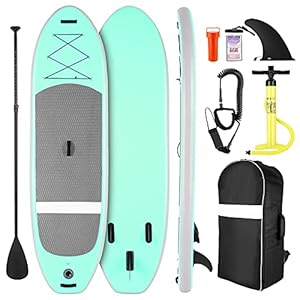 Tabla de Paddle Surf Inflable, Tabla de Paddle Surf Integral con Mochila, Aleta Inferior para remar, Bolsa Impermeable, Correa en Espiral, Paleta Ajustable y Bomba de Mano