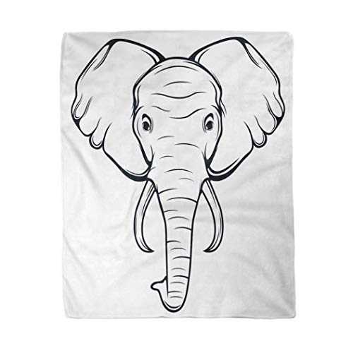 Manta De Franela Cabeza De Elefante Blanco Y Negro Manta De Felpa Suave Caliente Personalizada Manta Sofa, para Habitación, Sala, 125x150cm