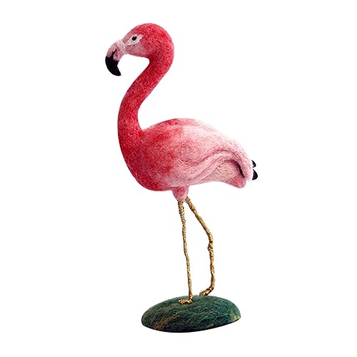 HOMSFOU DIY Wool Felting Flamingo Complete Kit Simple Instructions and Bright Colors
