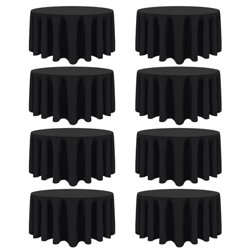 Heneger 8 Packs 90 Inch Black Round Tablecloths