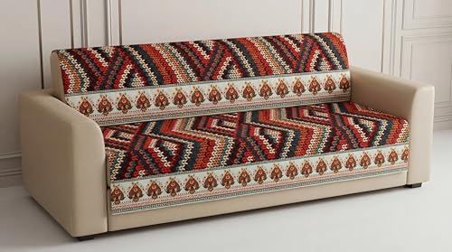 Image of KINGLY Sofa Cover 3 Seater Fully Covered | Stretchable Anti-Slip Slipcover | Washable Furniture Protector | Multicolor | Seat & Back | Set of 2Pc